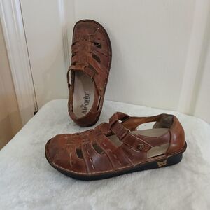 Alegria Pesca fisherman Sandals Tawny Brown Leather Hearts EU 38 Boho Granola
